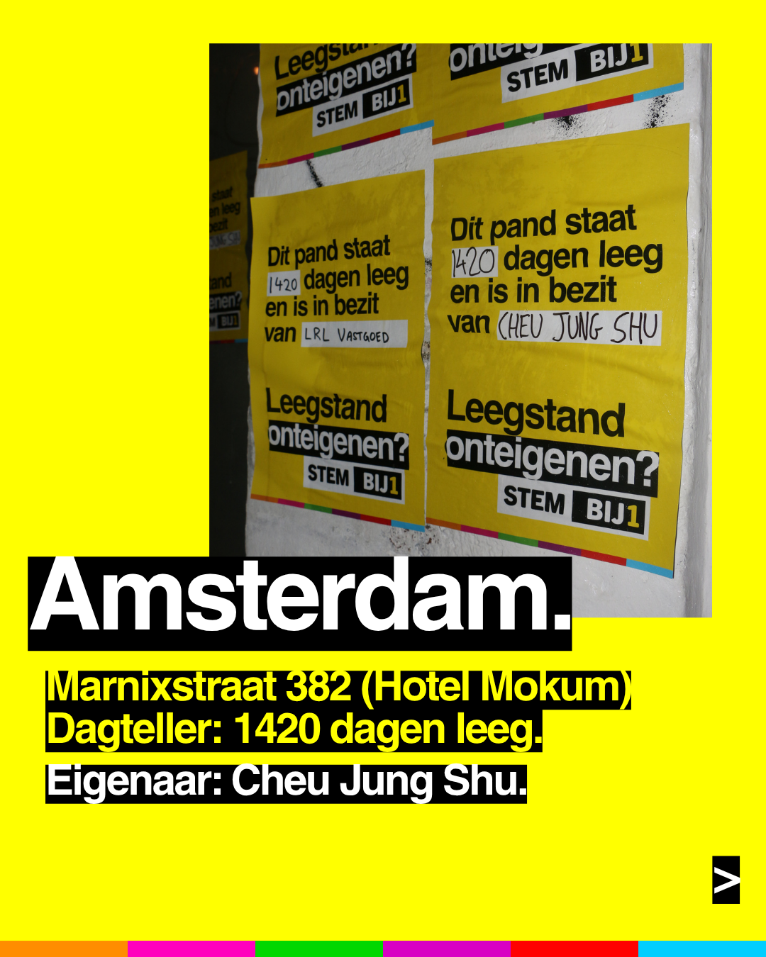Amsterdam.
Marnixstraat 382 (Hotel Mokum)
Dagteller: 1420 dagen leeg|
Eigenaar: Cheu Jung Shu.